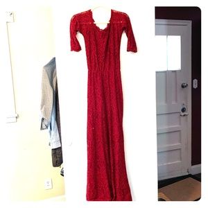Red lace formal dress